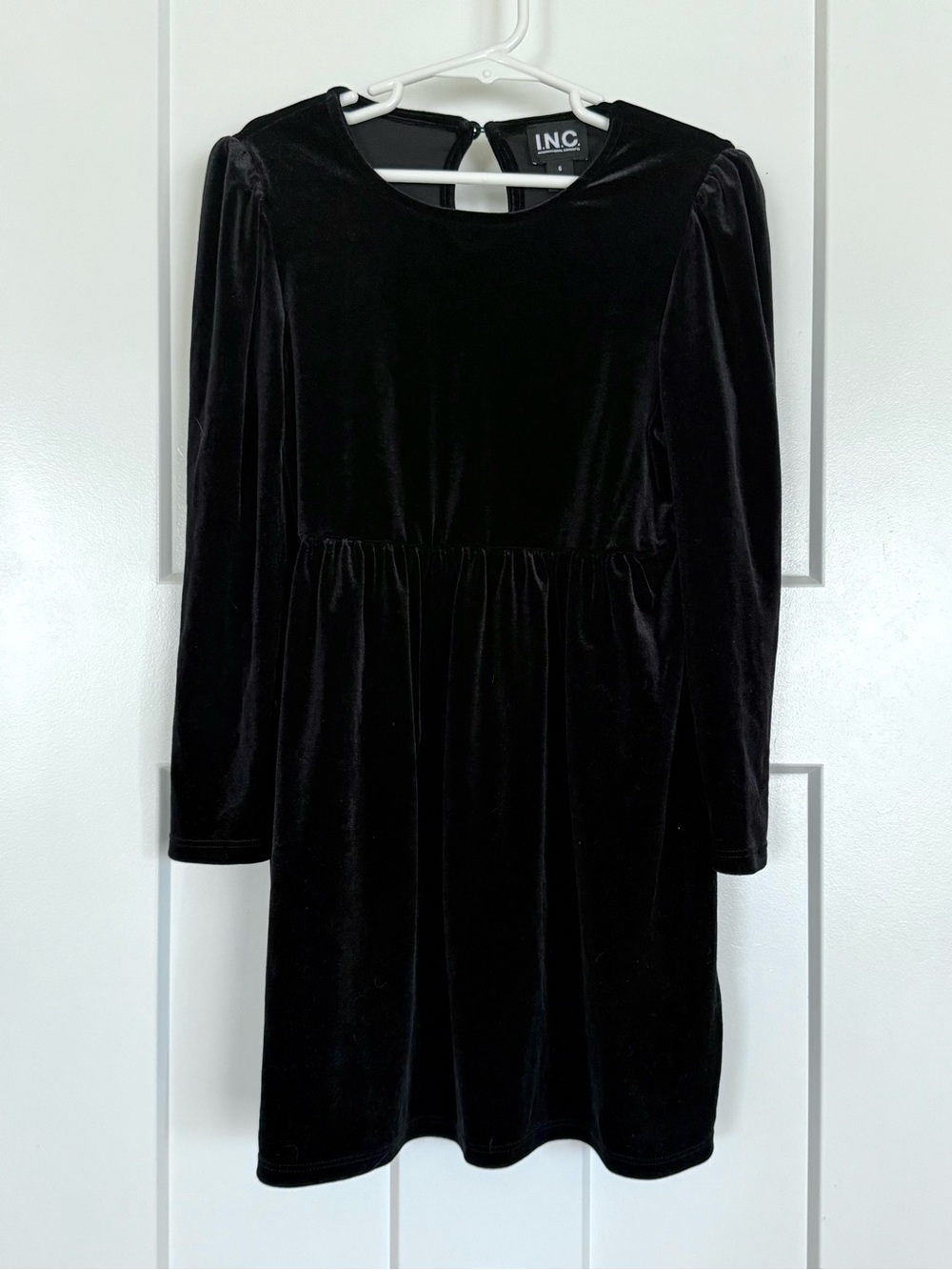I.N.C. Girls Black Velvet Long Sleeve Holiday Dress Size 6